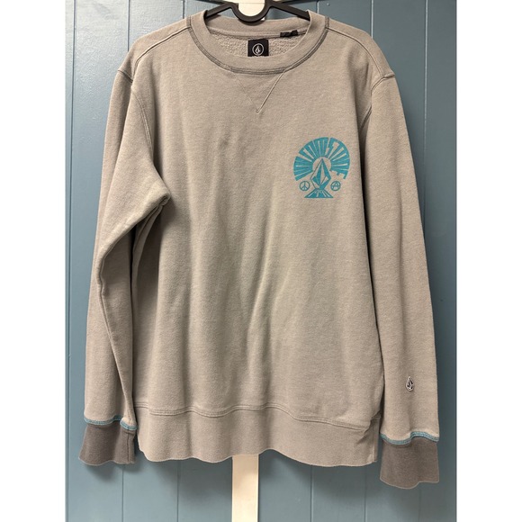 Volcom Cutter Crew Neck Graphic Logo Peace Symbols Sweatshirt Mens Small - Picture 1 of 6